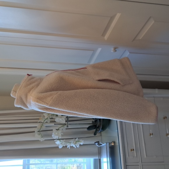 The Black Dog Womens Classic Cream Sherpa/Teddy Half Zip Pullover Pouch Pocket L - Picture 5 of 9